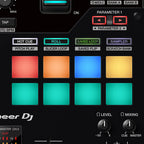 Pioneer DJM-S7 DJ mixer with sleek black design and intuitive layout of knobs and faders for professional mixing.