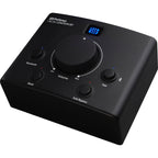 Presonus MicroStation BT studio monitor controller with sleek design and control knobs, ideal for audio mixing setups.