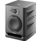 Focal Alpha 50 Evo active nearfield monitor speaker with sleek black finish and front-facing controls.