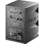 Focal Alpha 50 Evo active nearfield monitors, black speaker with control knobs and connectors on the front panel.