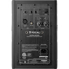 Focal Alpha 50 Evo active nearfield monitor speaker with black finish and front port, designed for studio audio monitoring.