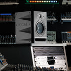 Focal Alpha 65 Evo active nearfield monitor speaker with black enclosure and control knobs on the front panel.