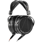 Audeze LCD-X Creator Package studio headphones with leather-free ear cushions, black over-ear design, and high-quality audio equipment.