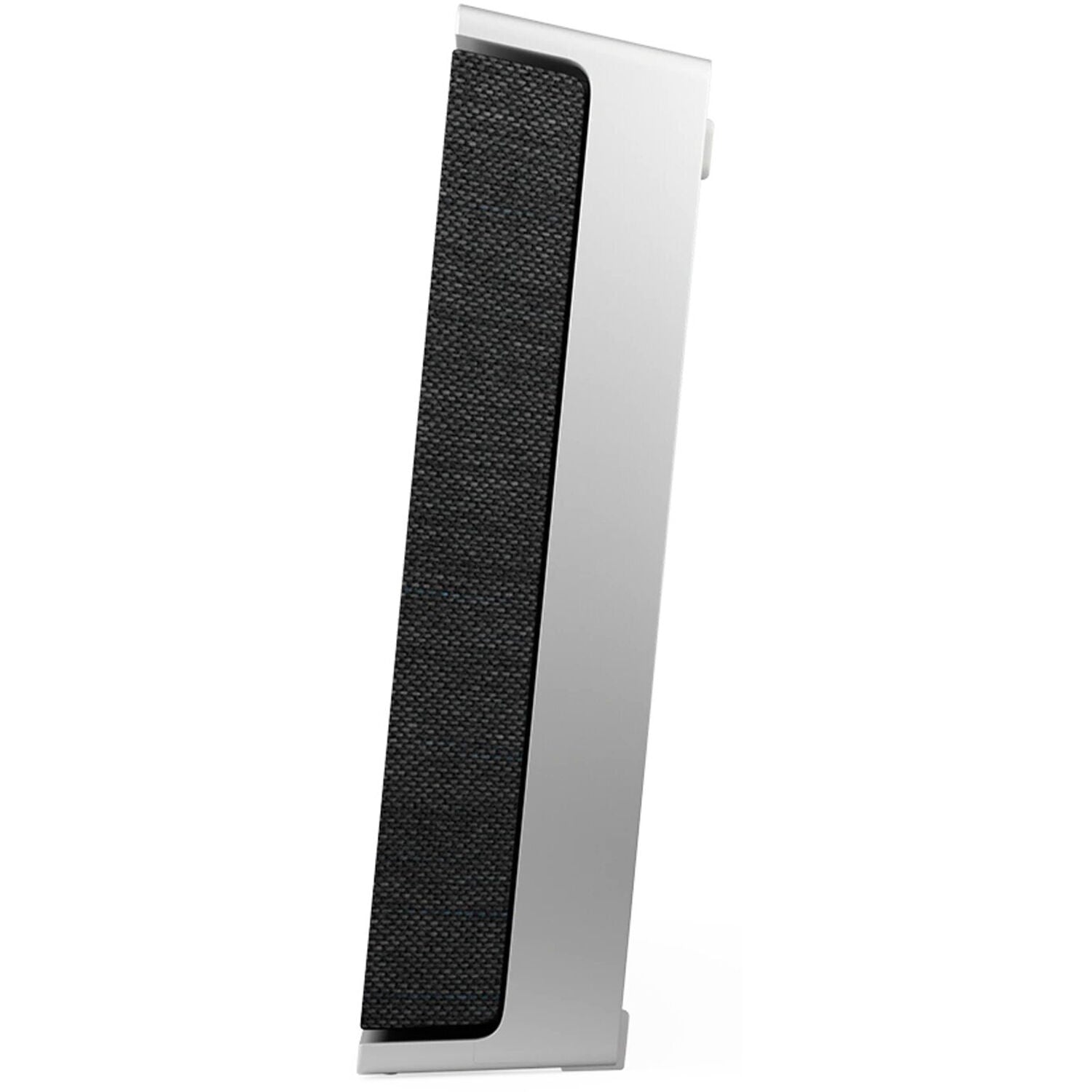 Wireless speaker from Bang & Olufsen Beosound Level with sleek design and fabric covering, shown in a modern setting.
