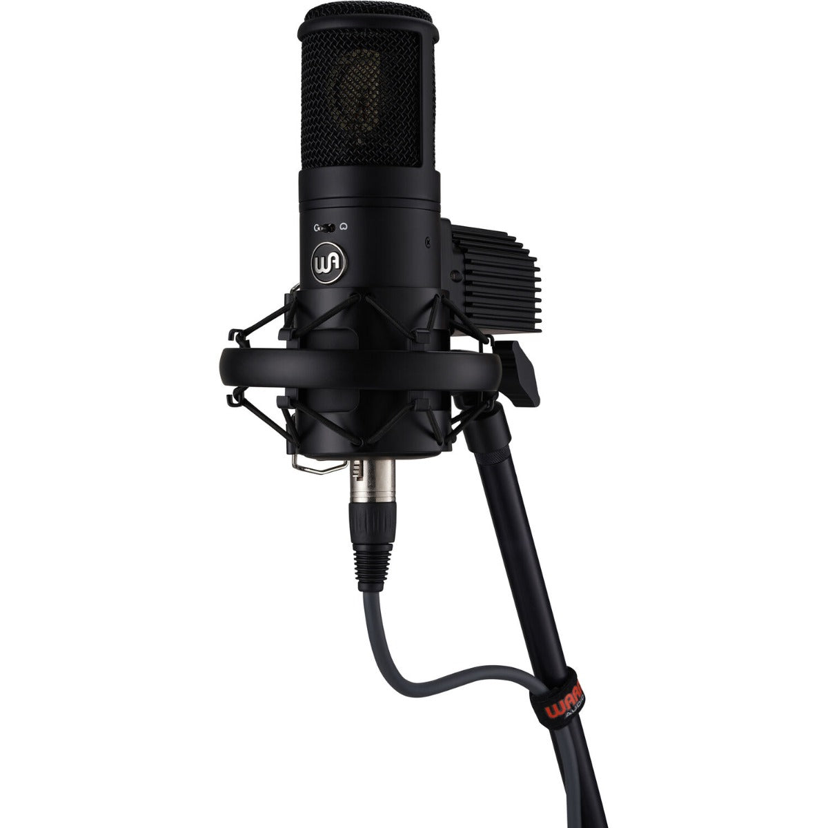 Warm Audio WA-8000 condenser microphone shown with its sleek design and professional build quality for studio recording.