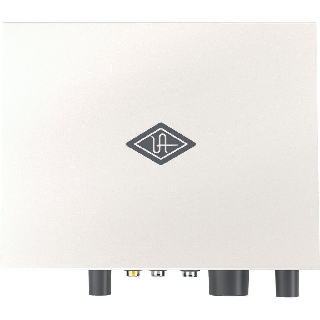 Universal Audio Volt 1 audio interface with front input and control knobs, compact design for music production and recording.