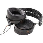 Audeze LCD-5 head-fi headphones showcasing sleek design and premium ear pads for superior audio comfort.