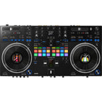 Pioneer DDJ-REV7 black DJ controller with jog wheels and mixer layout for seamless music mixing and performance.