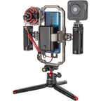SmallRig all-in-one smartphone vlogging video kit with tripod, support, and rig components for stable mobile filming.