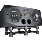 IsoAcoustics ISO-430 studio monitor stands with sleek design and adjustable height for optimal speaker positioning.