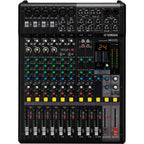 Yamaha MG12X analog mixer featuring multiple channels and knobs in a sleek design for professional audio mixing.