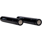 Zoom ZPC-1 shotgun microphone mounted on a stand, featuring a sleek black design for professional audio recording.