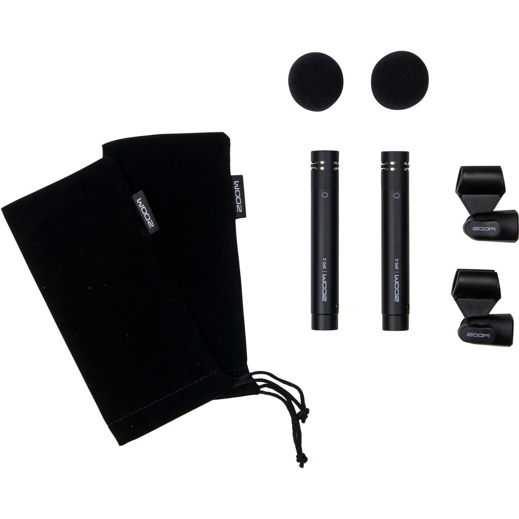 Zoom ZPC-1 shotgun microphone attached to a camera, showing its compact design and professional audio recording features.