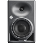 Neumann KH 150 active nearfield monitors with black finish and front-facing controls, designed for professional audio mixing.