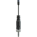 Sennheiser MKE Mini lavalier microphone clipped to a clothing collar, designed for high-quality audio recording and wearable use.