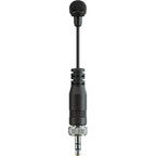 Sennheiser MKE Mini lavalier microphone clipped to clothing for high-quality audio recording and speech clarity.