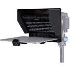 Feelworld TP10 portable 10-inch folding teleprompter for DSLR cameras, with reflective glass and adjustable support arm.