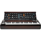 Moog Minimoog Model D synthesizer with control knobs and keyboard, classic analog synth for music production.