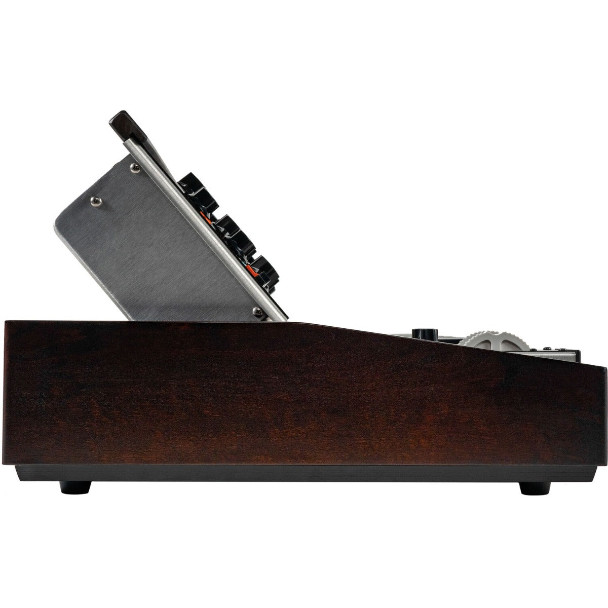 Moog Minimoog Model D synthesizer with vintage-style control panel and knobs, showcasing classic analog synth design.