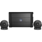 Pair of Kali Audio IN-UNF studio monitors with matching subwoofer in a professional audio setup.