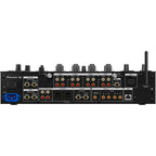 Pioneer DJ DJM-A9 professional DJ mixer with multiple channels, knobs, and faders for live music mixing and sound control.