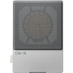 Teenage Engineering CM-15 condenser microphone with sleek black body and adjustable stand, designed for high-quality audio recording.