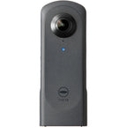 Ricoh Theta X 360-degree video camera with dual lenses and compact design, ideal for immersive 3D video recording.