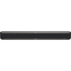 Sennheiser Ambeo Soundbar Mini showcasing sleek design and compact TV speaker with multiple audio ports and control buttons.