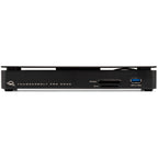 OWC Thunderbolt Pro Dock showing multiple ports including Thunderbolt, USB, and Ethernet on sleek black docking station