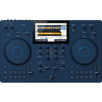 AlphaTheta Omnis-Duo DJ media players with dual turntables and control panels, professional DJ equipment for mixing and performance.