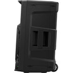 AlphaTheta Wave-Eight battery-powered loudspeakers with sleek design and controls, ideal for portable audio use.
