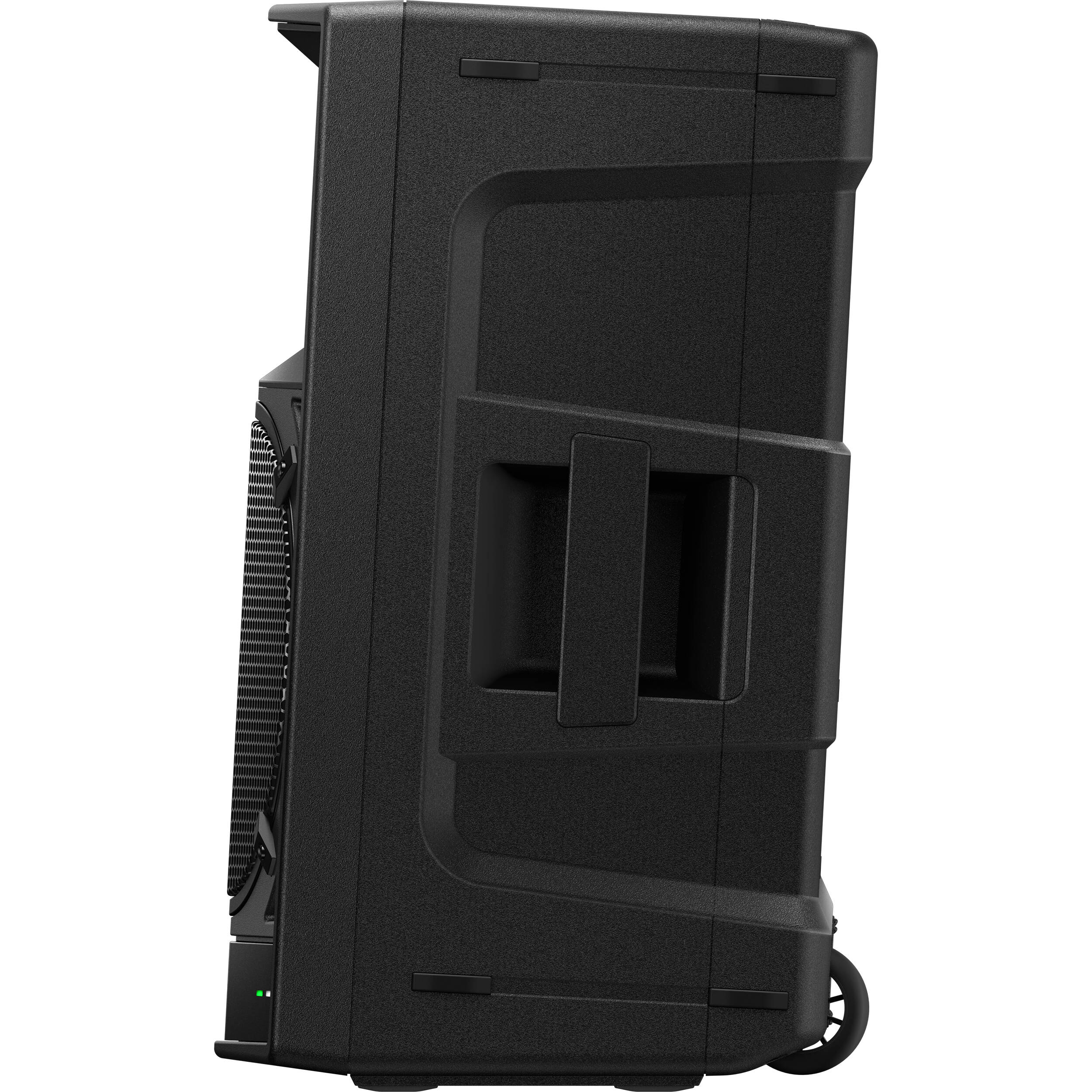 AlphaTheta Wave-Eight battery-powered loudspeakers with sleek design and controls, ideal for portable audio use.