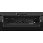 AlphaTheta Wave-Eight battery-powered loudspeakers with sleek design and dual speaker setup for portable high-quality sound.