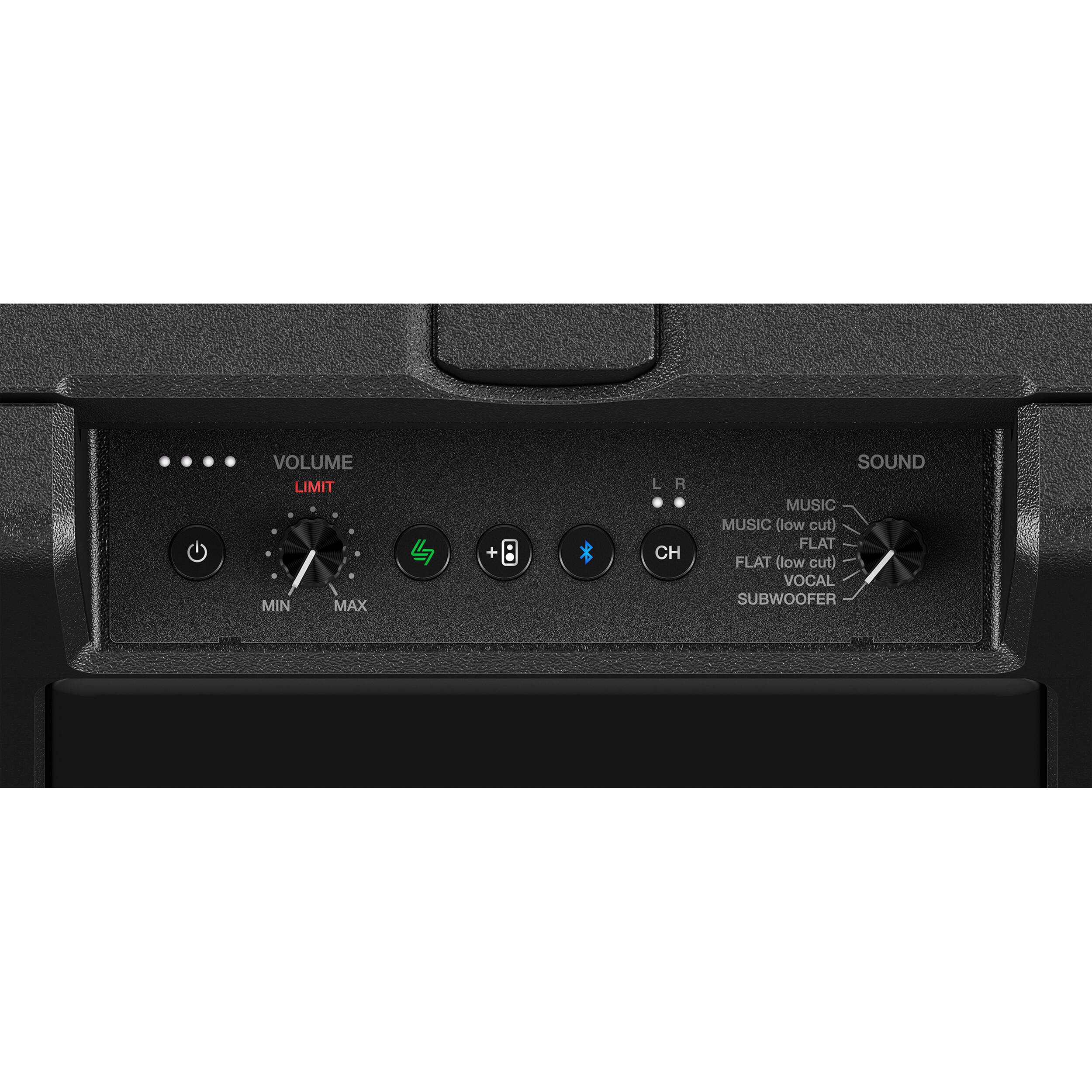 AlphaTheta Wave-Eight battery-powered loudspeakers with sleek design and dual speaker setup for portable high-quality sound.