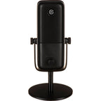 Elgato Wave:3 USB microphone with sleek black design and adjustable stand, ideal for streaming and recording audio.
