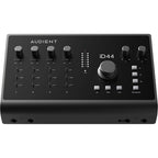 Audient iD44 MK2 audio interface with multiple input/output ports and sleek black design for professional recording setups.