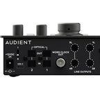 Audient iD44 MK2 audio interface with multiple input and output ports, professional-grade recording equipment.