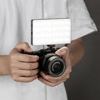 SmallRig RM120 RGB video light showing adjustable color settings and compact design for professional lighting.