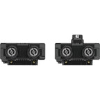 Hollyland Mars 4K wireless video transmission system accessory with antennas and control ports on a black background.