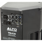 Alto Professional TS408 PA speaker system with black enclosure and control panel, designed for live sound reinforcement.