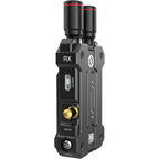Hollyland Mars 4K wireless video receiver connected to camera, showcasing compact design and professional video transmission equipment.
