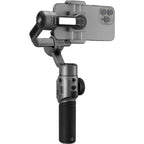 Zhiyun Smooth 5S handheld stabilizer and gimbal for smooth video recording, shown with smartphone mounted in a sleek black design.
