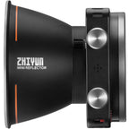 Zhiyun Molus X100 Bi-Color LED lights in a combo kit, showing adjustable panels and control features for professional lighting.