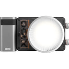 Zhiyun Molus X100 Pro bi-color LED light panel showing adjustable brightness and color temperature controls.