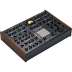 Erica Synths SYNTRX II desktop synthesizer with knobs, sliders, and a colorful interface for electronic music production.