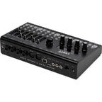 Erica Synths LXR-02 Drum Synthesizer showing control knobs and interface for electronic drum sounds.