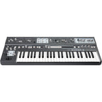 UDO Audio Super 6 synthesizer keyboard with multiple control knobs and keys, showcasing its sleek design and advanced features.