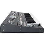 UDO Audio Super 6 synthesizer keyboard with multiple knobs and keys, showcasing its professional design and controls.