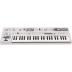 UDO Audio Super 6 synthesizer keyboard with multiple control knobs and a digital display, designed for music production.