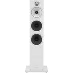 Bowers & Wilkins 603 S3 passive floorstanding speakers showing sleek black cabinets and detailed speaker drivers.